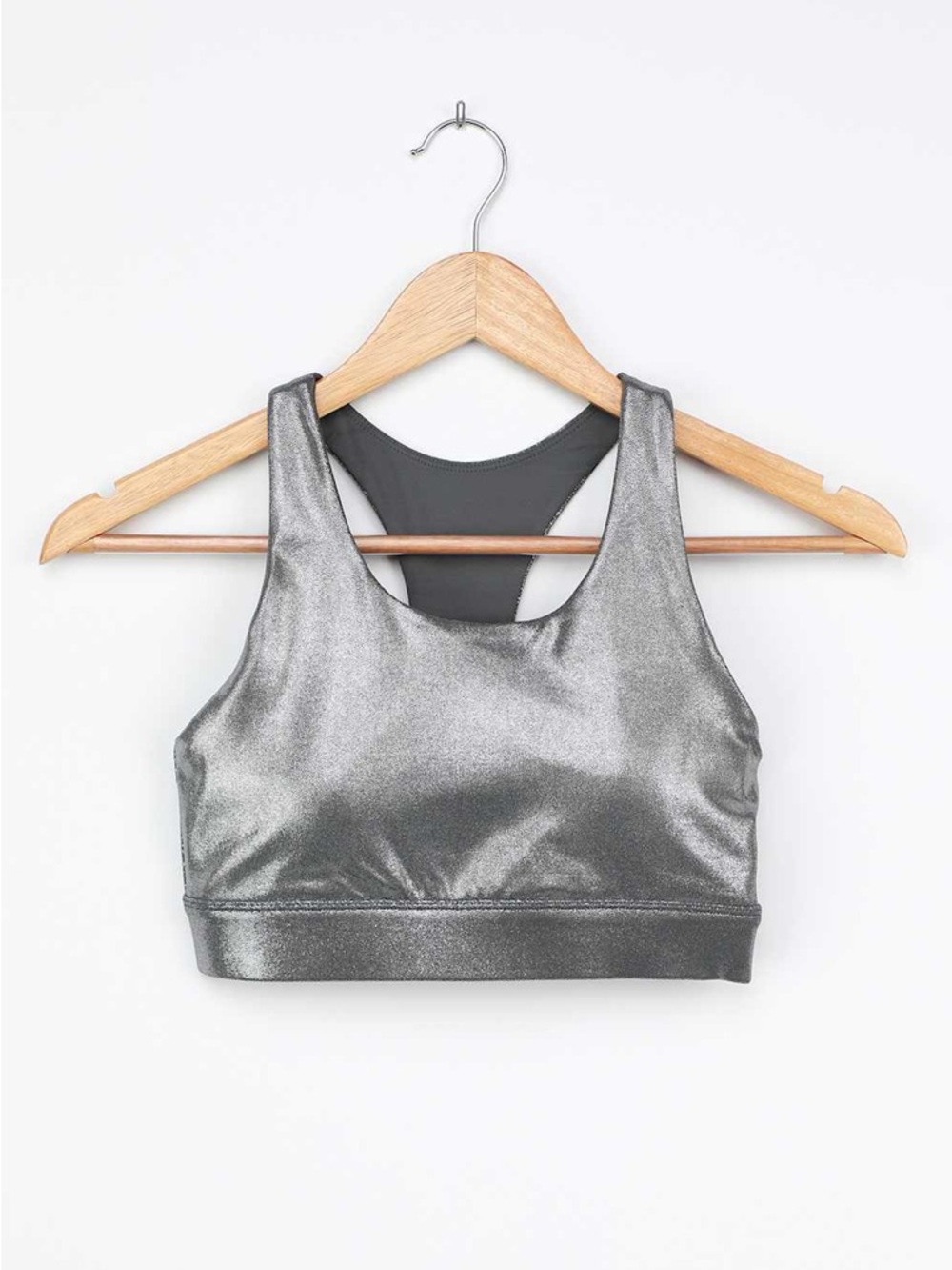 Allfenix Silver Metallic Sports Bra